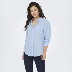 JDY Chemise fluide Kimie regular coton Femme BLEU CLAIR Clearance