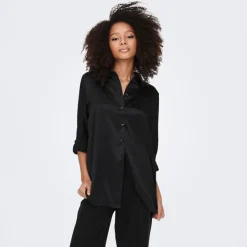 ONLY Chemise longue e effet soie Femme NOIR