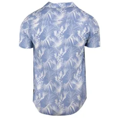 BLAGGIO Chemise manches courtes imprimée tropical en viscose Homme BLEU CLAIR