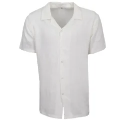 PANAME BROTHERS Chemise manches courtes lin mélangé Homme BLANC ECRU Discount