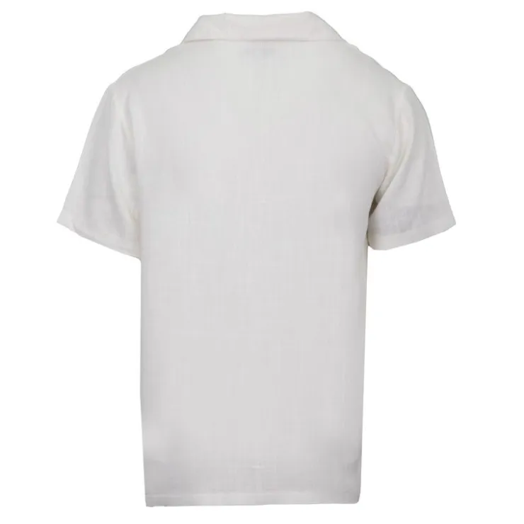 PANAME BROTHERS Chemise manches courtes lin mélangé Homme BLANC ECRU Discount