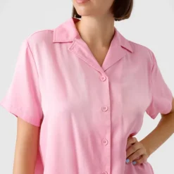 VERO MODA Chemise manches courtes ,décontracté uni Femme ROSE Clearance