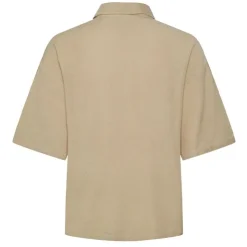 PIECES Chemise manches courtes uni Femme BEIGE