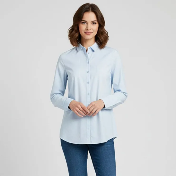 PIECES Chemise manches longues à rayures Femme BLEU CLAIR