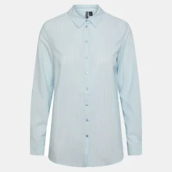 PIECES Chemise manches longues à rayures Femme BLEU CLAIR