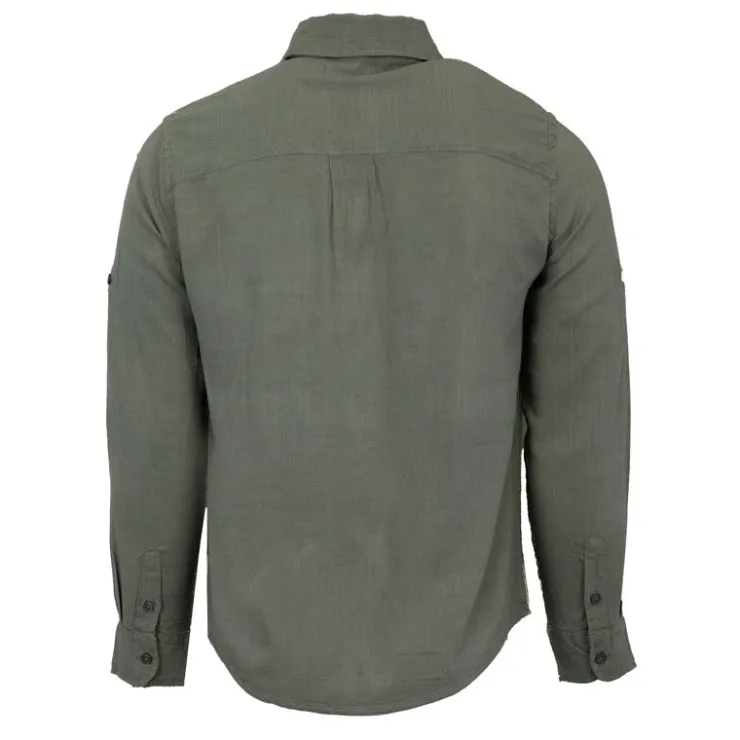 PANAME BROTHERS Chemise manches longues lin mélangé Homme KAKI Best