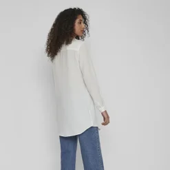 VILA Chemise mi longue Lucy snow white Femme BLANC New