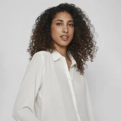 VILA Chemise mi longue Lucy snow white Femme BLANC New