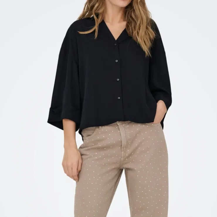 JDY Chemise nana manches 3/4 regular fit Femme NOIR New