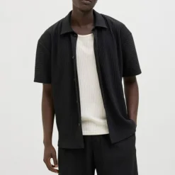 JACK & JONES Chemise sergé manches courtes interlude Homme NOIR Hot