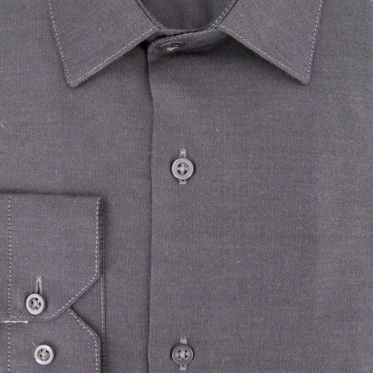 BILL TORNADE Chemise unie col 37 regular fit Homme GRIS FONCE Discount