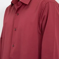 BILL TORNADE Chemise unie coton classique Homme BORDEAUX Sale