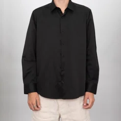 BILL TORNADE Chemise unie coton classique Homme NOIR Online