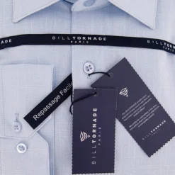 BILL TORNADE Chemise unie regular fit coton aspect lin Homme BLEU CIEL Online