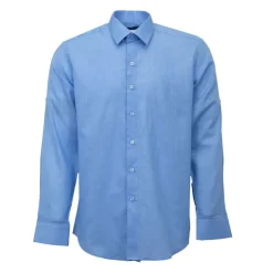 BILL TORNADE Chemise unie regular fit coton aspect lin Homme BLEU CIEL Online