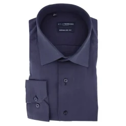 BILL TORNADE Chemise unie regular fit coton aspect lin Homme BLEU FONCE Clearance