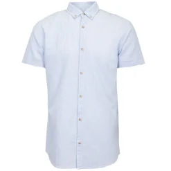 JACK & JONES Chemisette à rayures summer coton Homme BLEU CLAIR Clearance