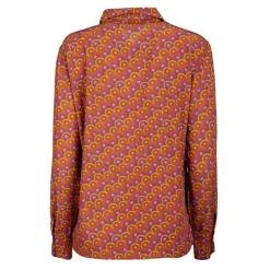 LA PETITE ETOILE Chemisier imprimé retro orange et violet esmael Femme MARRON New