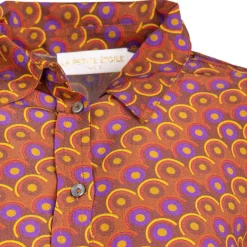 LA PETITE ETOILE Chemisier imprimé retro orange et violet esmael Femme MARRON New
