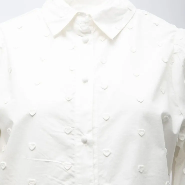 DEELUXE 74 Chemisier noir claryne à motif coeurs brodés Femme BLANC Clearance