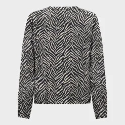 ONLY Chemisier imprimé zèbre col V avec boutons Femme NOIR