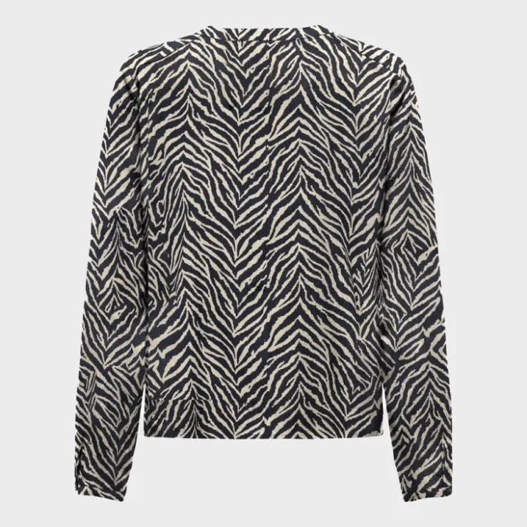 ONLY Chemisier imprimé zèbre col V avec boutons Femme NOIR