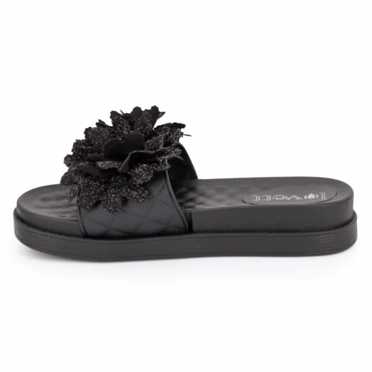 LOVETT Claquette avec fleur sur le dessus Femme NOIR Online