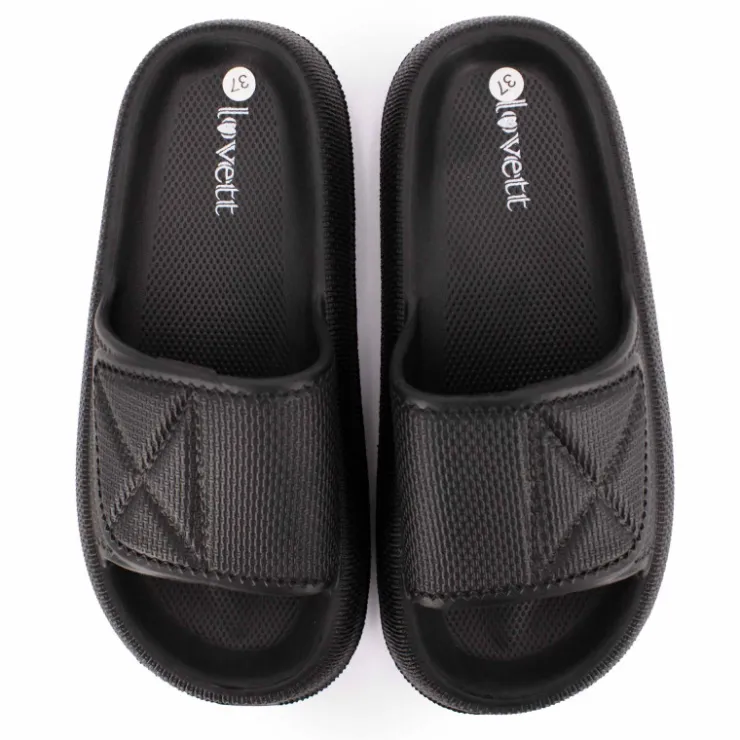 LOVETT Claquette uni bout rond Femme NOIR Online