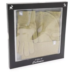 LA CASA DEL CACHEMIRE Coffret bonnet + gant assortis Femme VERT
