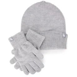 LA CASA DEL CACHEMIRE Coffret bonnet + gant assortis Femme GRIS CLAIR Hot