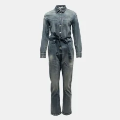 PLEASE Combipantalon en jean brut avec coeur à strass Femme BLEU Clearance