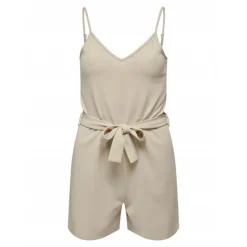 JDY Combishort col v bretelles réglables ceinture uni Femme BEIGE Discount