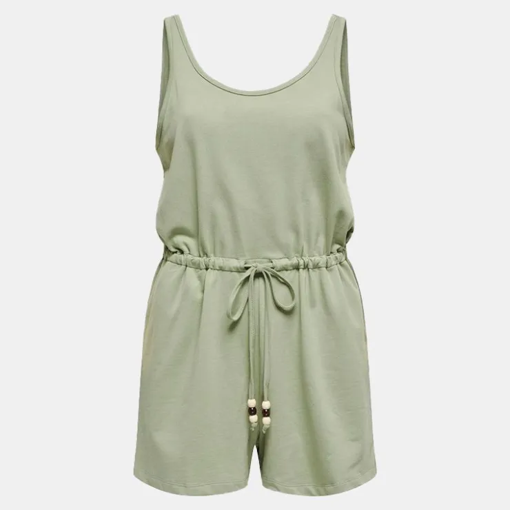 ONLY Combishort sans manches avec perles uni Femme VERT CLAIR New