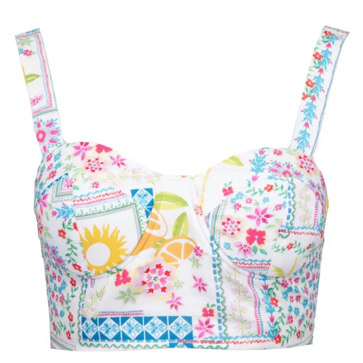 LA PETITE ETOILE Corset top carré della à bretelles imprimé Femme MULTICOLORE Clearance