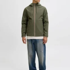 JACK & JONES Coupe-vent Brook avec zip à capuche Homme KAKI