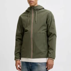 JACK & JONES Coupe-vent Brook avec zip à capuche Homme KAKI