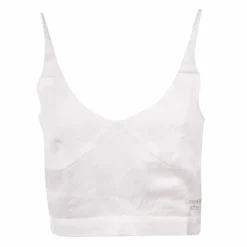 CALVIN KLEIN Crop top bretelles motif Femme BLANC Outlet