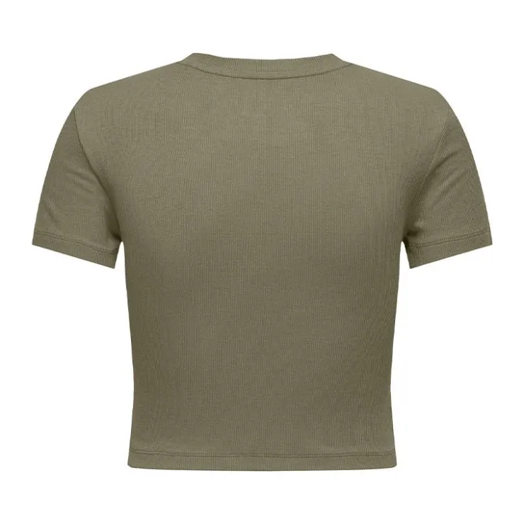 ONLY Crop top manches courtes uni Femme KAKI Hot