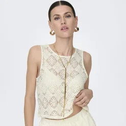 JDY Débardeur à dentelle eva col rond regular Femme BLANC ECRU Discount