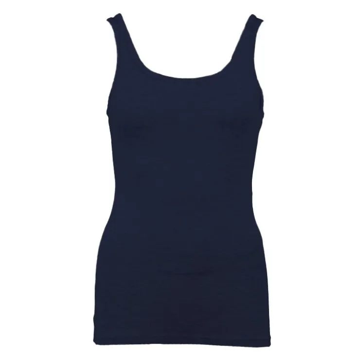 BILL TORNADE Débardeur ajusté en coton col rond Femme BLEU FONCE Clearance