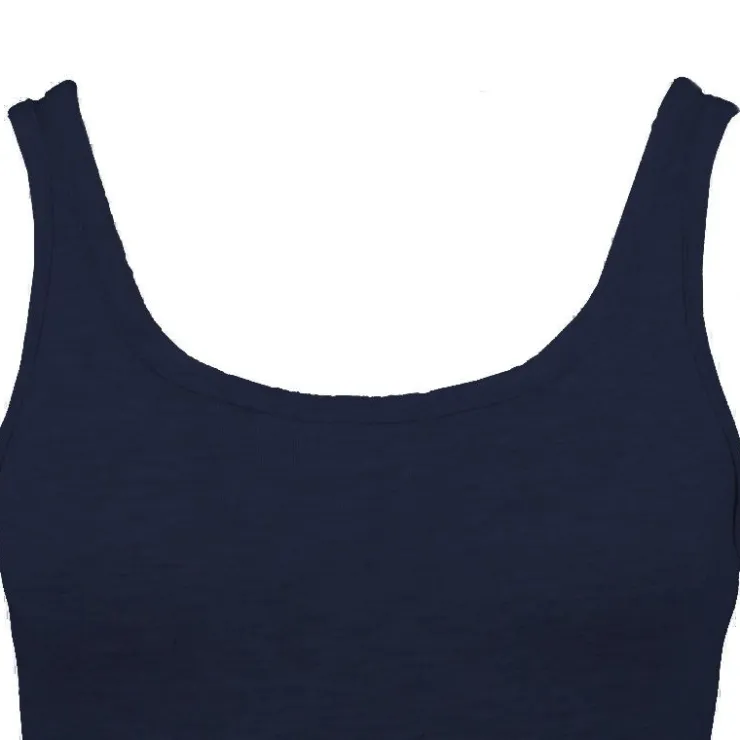 BILL TORNADE Débardeur ajusté en coton col rond Femme BLEU FONCE Clearance