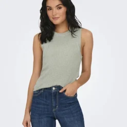 JDY Débardeur bodilla maille fine pailleté Femme VERT CLAIR