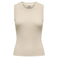 JDY Débardeur bodilla maille fine pailleté Femme BEIGE Discount