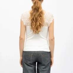 DEELUXE 74 Débardeur brivia épaule en dentelle col V Femme BLANC Discount