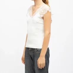 DEELUXE 74 Débardeur brivia épaule en dentelle col V Femme BLANC Discount