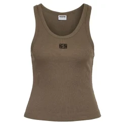 NOISY MAY Débardeur judy col rond logo brodé Femme MARRON New