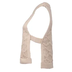 LA PETITE ETOILE Débardeur maille brodé coton Miro Femme BEIGE New