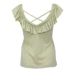 DIXIE Débardeur pistache dos nu croisé à volants Femme VERT CLAIR Best