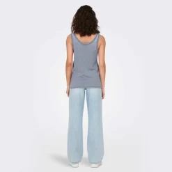 ONLY Débardeur sans manches col rond coupe droite Femme BLEU Discount