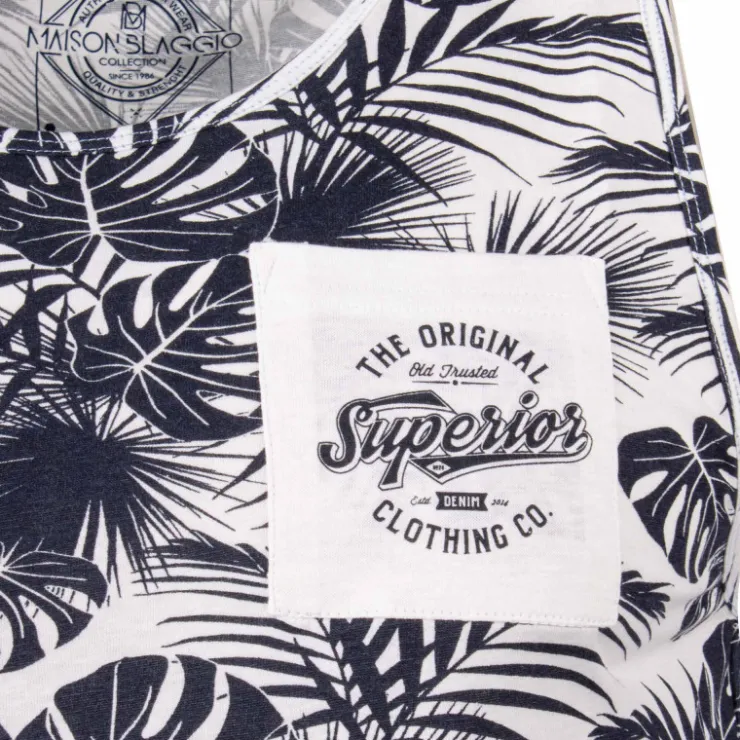 BLAGGIO Debardeur imprime Monro Homme BLEU FONCE